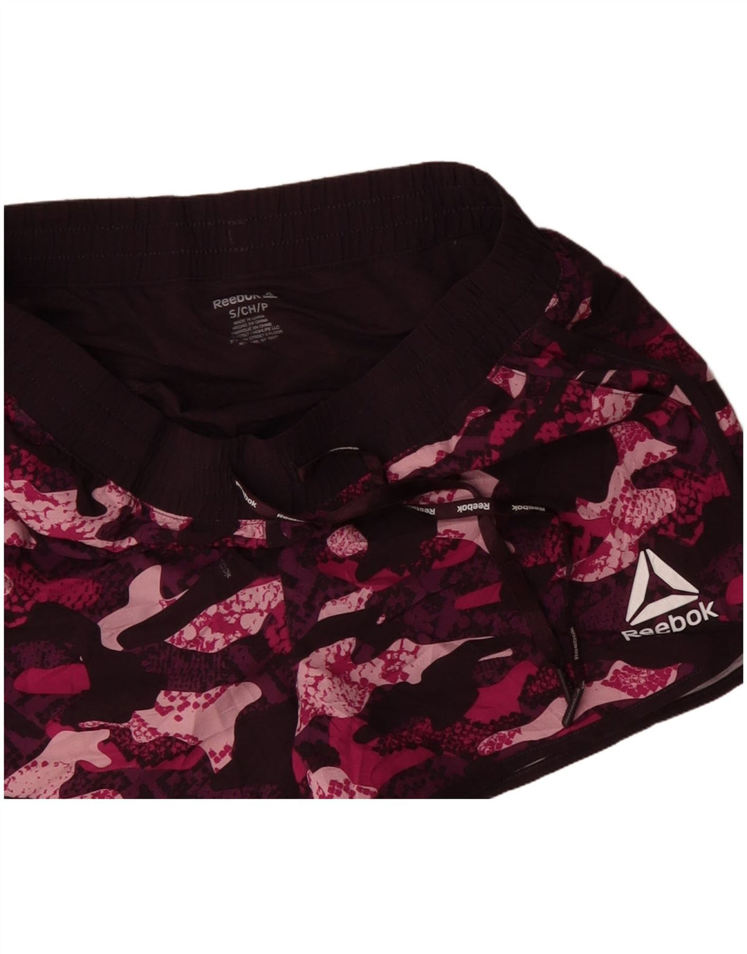 REEBOK Short de sport pour femme UK 10 Small Bordeaux Camouflage Polyester