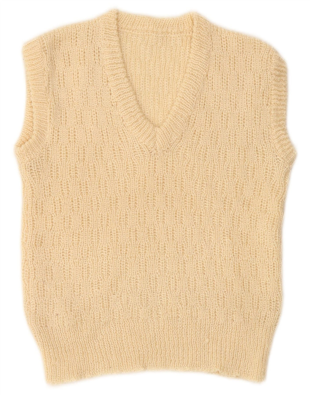 VINTAGE Femmes Crop Vest Débardeur UK 8 Petit Beige