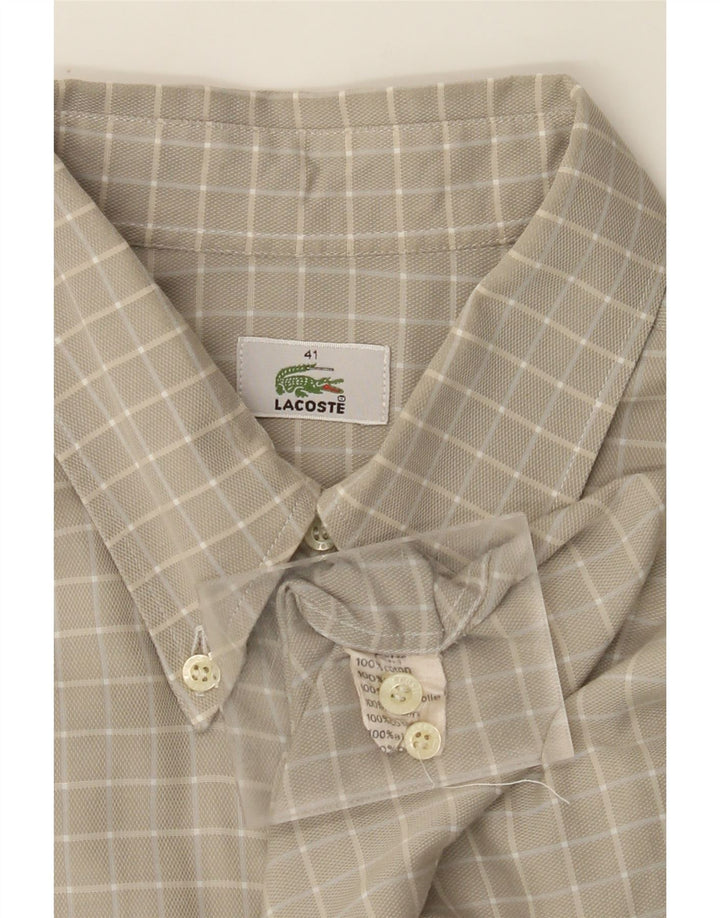 LACOSTE Chemise Homme Taille 41 Grand Gris Check Coton