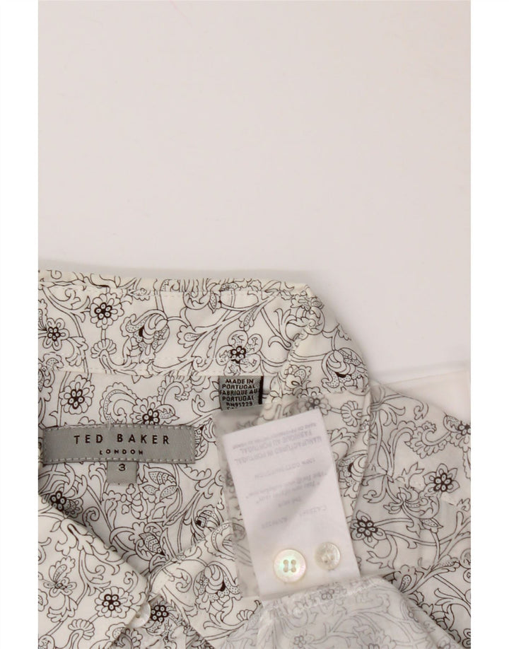 TED BAKER Chemise Homme Taille 3 Coton Floral Blanc Moyen