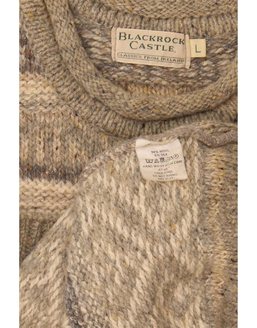 vintage Mens Turtle Neck Jumper Pull Grande Gris Fair Isle Laine