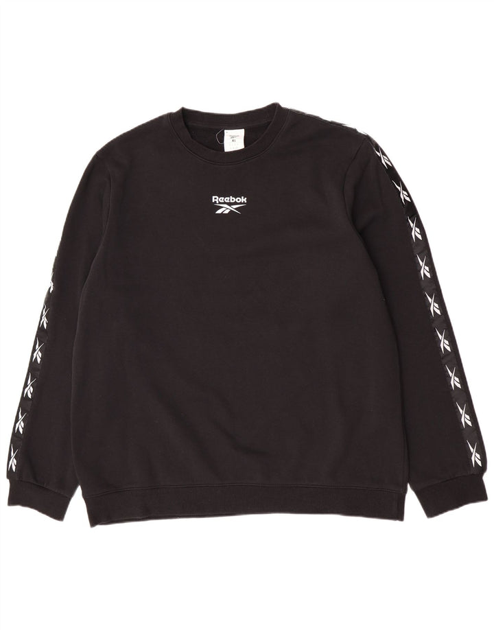 Reebok Pull Graphic Sweatshirt Jumper XL Homme Noir Coton