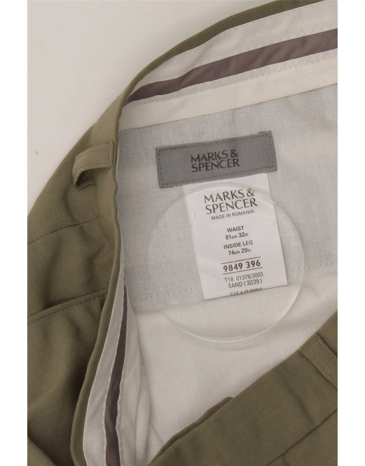 Marks & Spencer Pantalon de costume pour homme W32 L29 Kaki Polyester