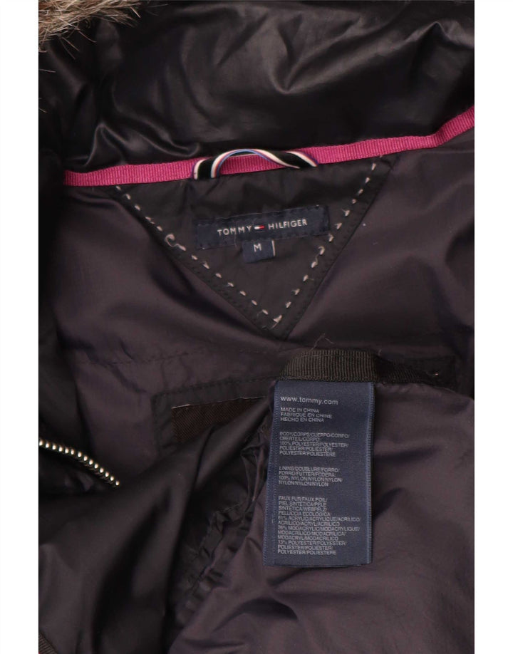 Tommy Hilfiger Manteau rembourré à capuche pour femme UK 14 Bleu marine moyen Polyester