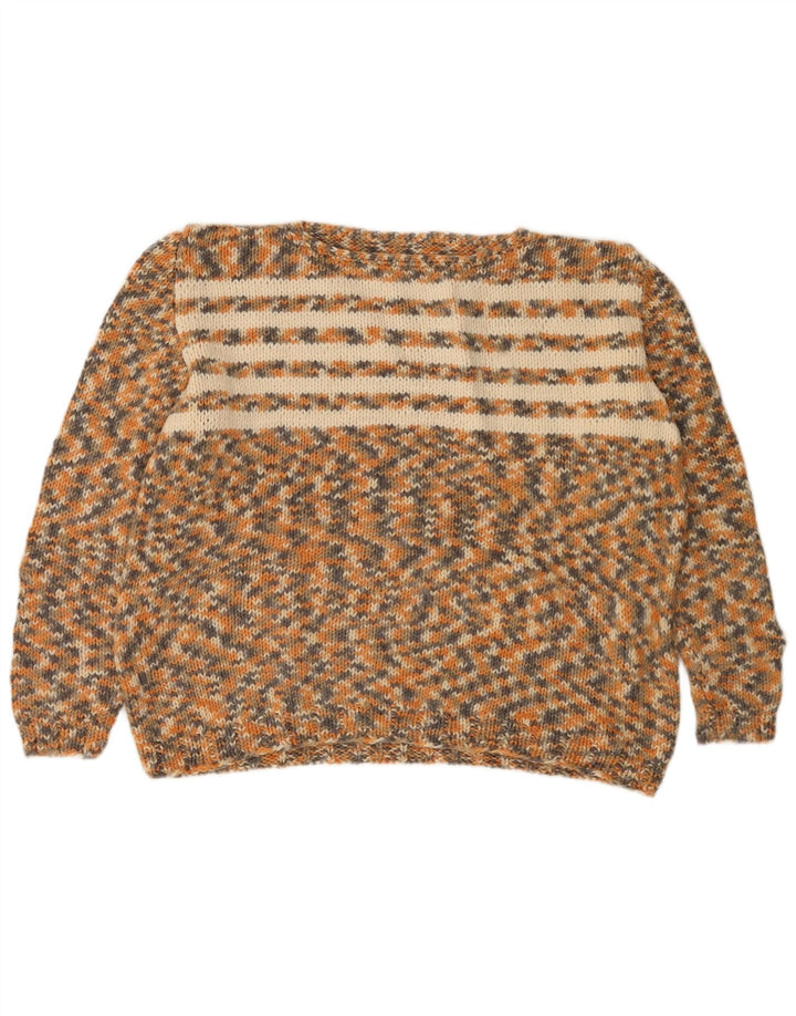 VINTAGE Pull surdimensionné à col bateau pour femme UK 12 Beige moyen