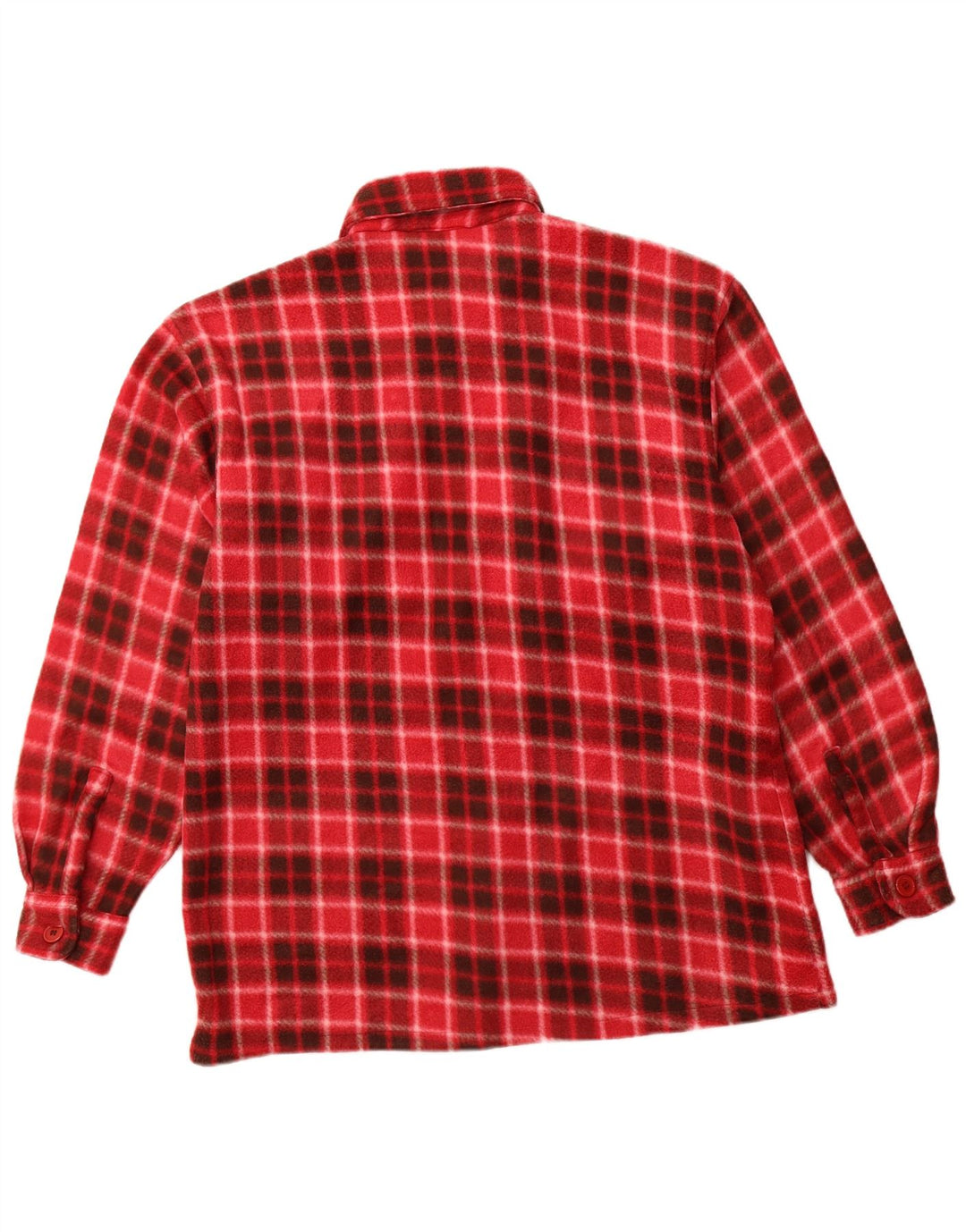 VINTAGE Chemise polaire homme grand carreaux rouges polyester