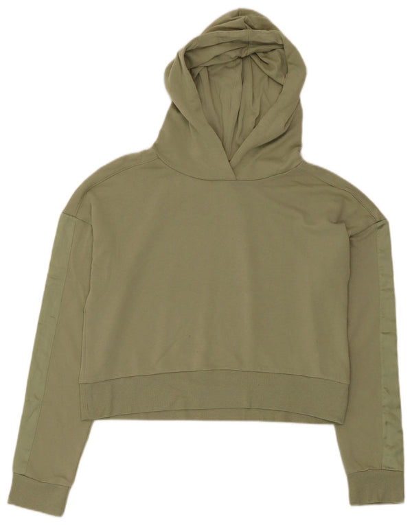 Topshop Pull à capuche court pour femme UK 10 Petit Vert Polyester
