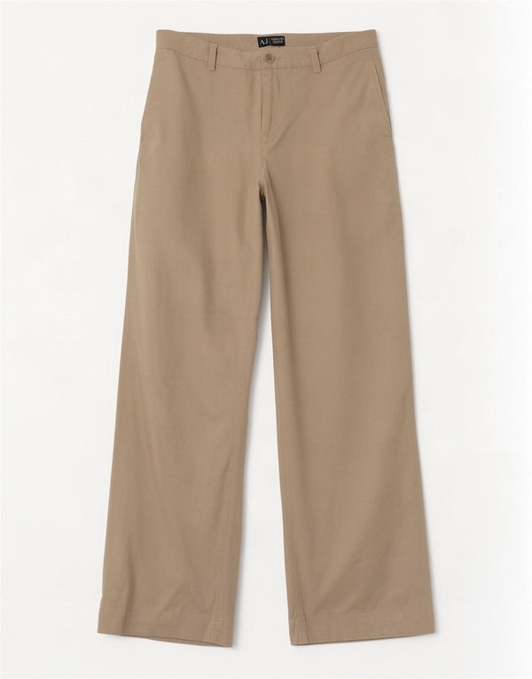Armani Pantalon décontracté à jambe large pour femme UK 8 Small W26 L31 Coton beige