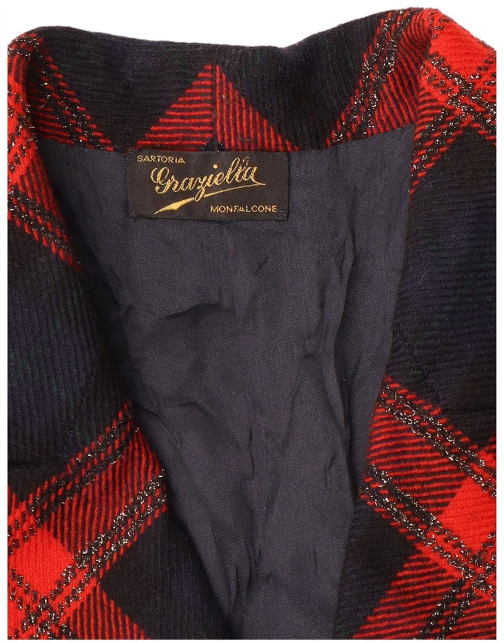 Graziella Veste Blazer 2 Boutons pour Femme UK 16 Grand Carreau Rouge