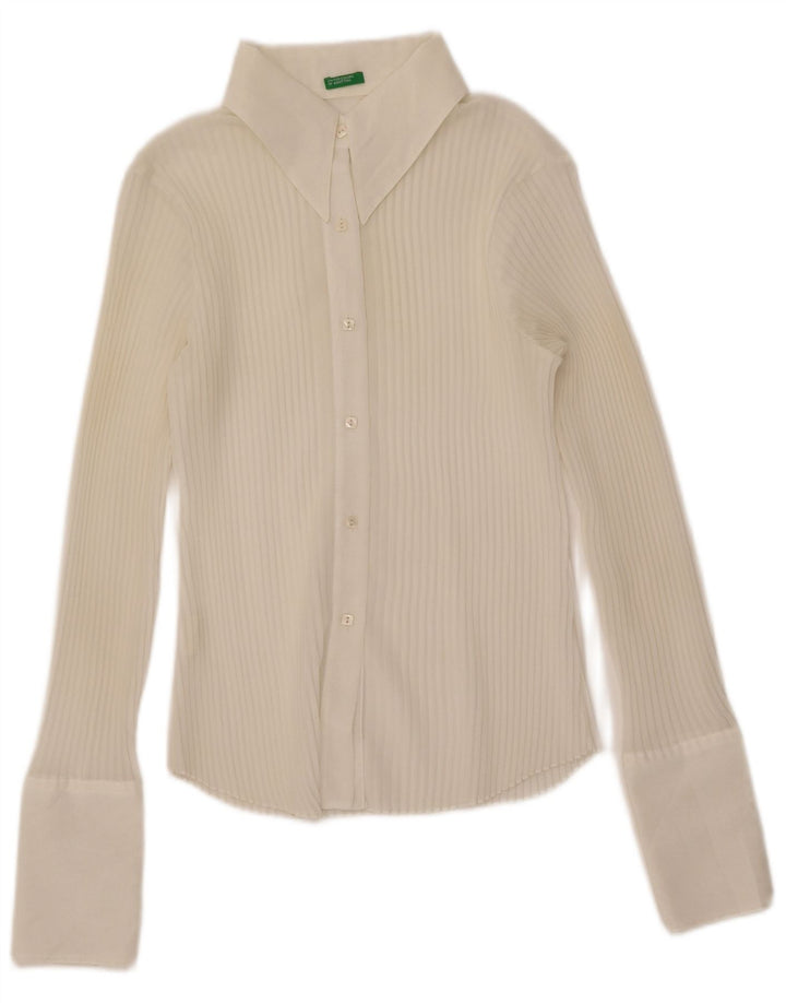 Benetton Chemise transparente surdimensionnée pour femme UK 6 XS Polyester blanc cassé