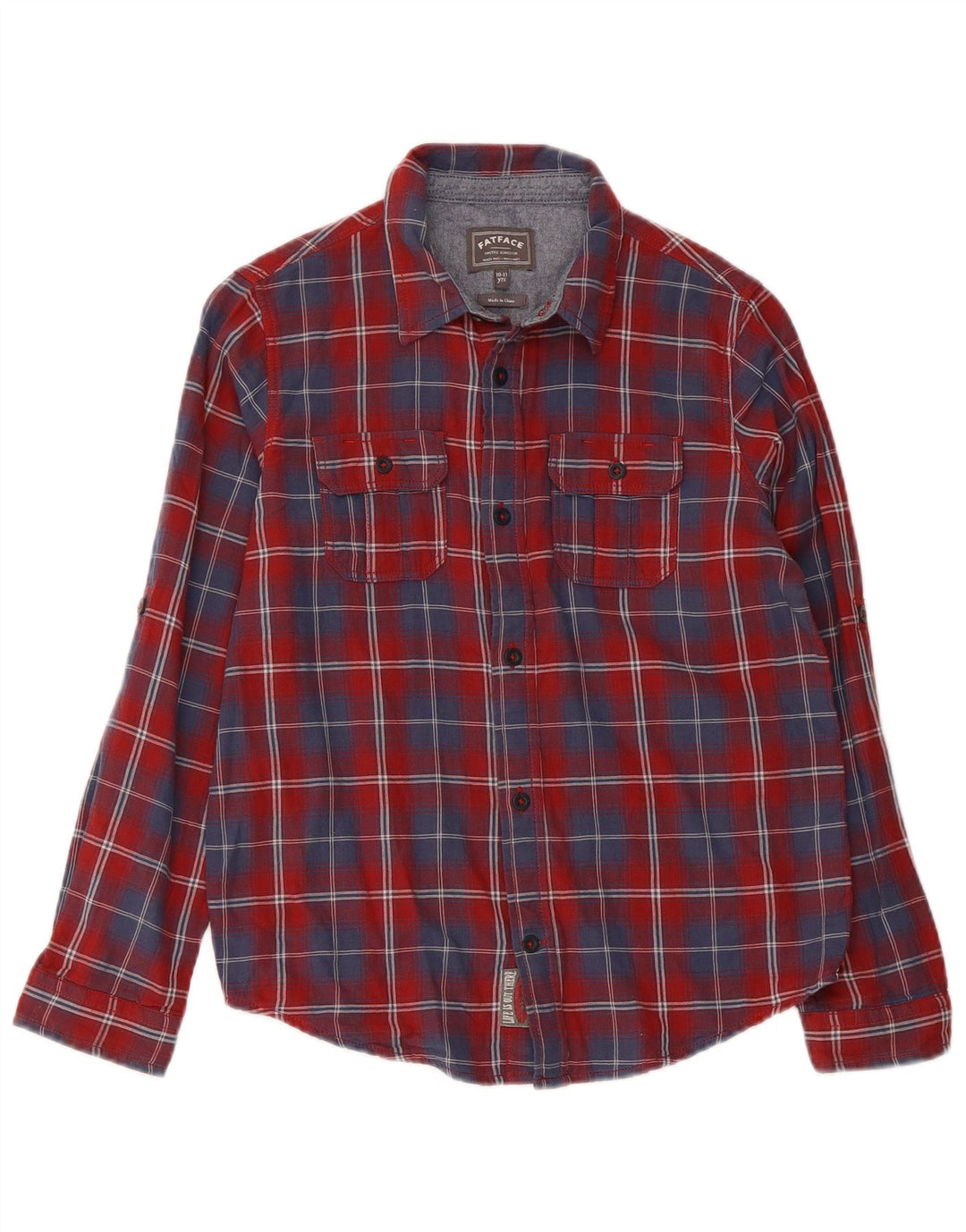 Fat Face Chemise en Flanelle Garçon 10-11 Ans Coton à Carreaux Rouge
