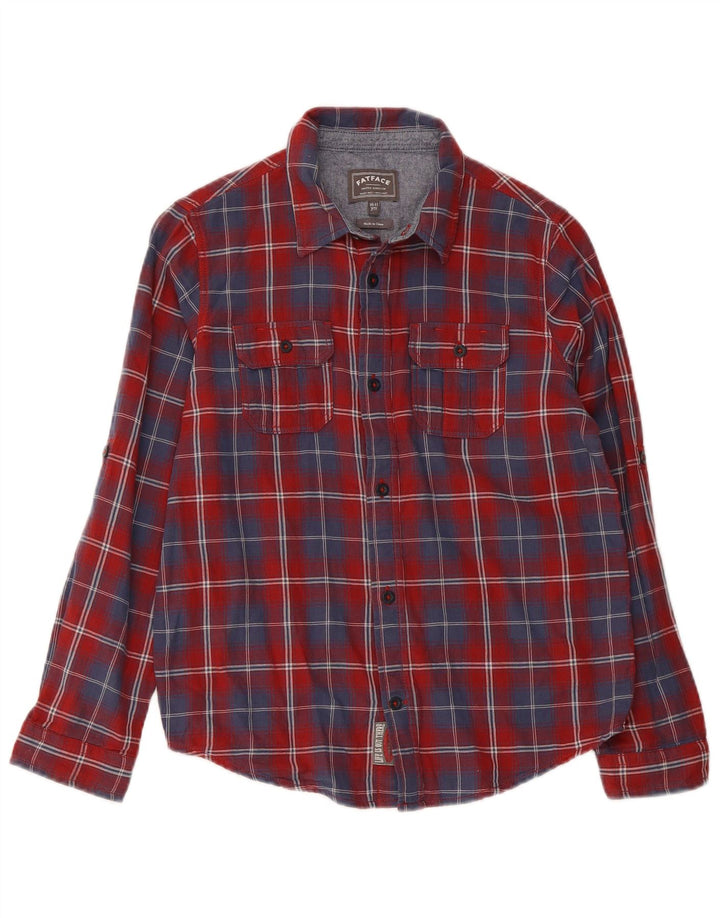 Fat Face Chemise en Flanelle Garçon 10-11 Ans Coton à Carreaux Rouge