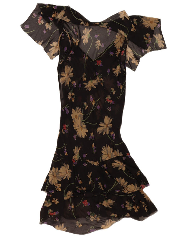 Polo Ralph Lauren Robe asymétrique pour femme US 8 Medium Black Floral