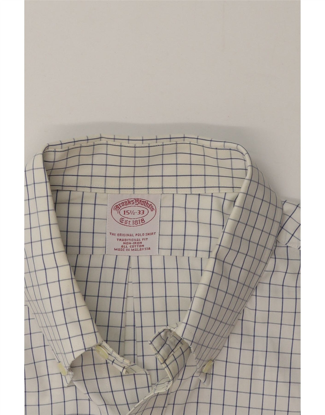 Brooks Brothers Chemise coupe traditionnelle pour homme Taille 15 1/2 Medium White Check