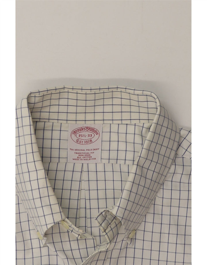 Brooks Brothers Chemise coupe traditionnelle pour homme Taille 15 1/2 Medium White Check