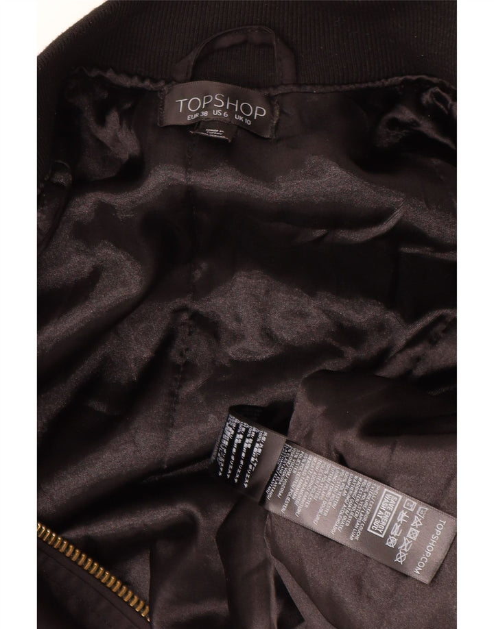 Topshop Veste bomber surdimensionnée pour femme UK 10 Petit Noir Polyester