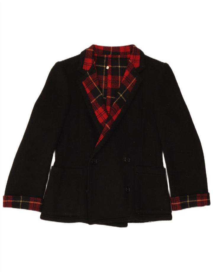 vintage Femme Double Breasted Blazer Veste IT 42 Moyen Noir Check