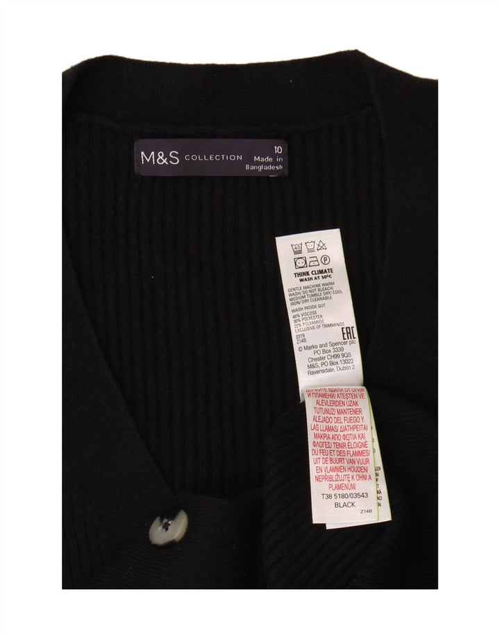 Marks & Spencer Pull Cardigan Femme UK 10 Petit Viscose Noir