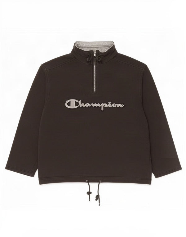 Champion Sweat-shirt graphique à col zippé pour homme Petit coton noir