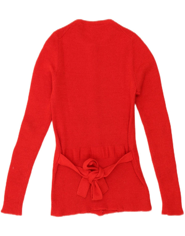 vintage Femme Cardigan Pull UK 12 Rouge Moyen