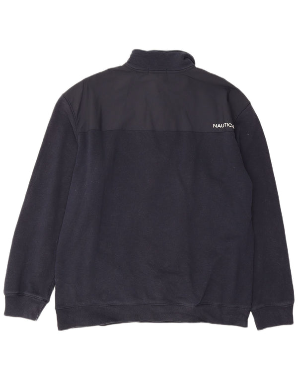 Nautica Mens Zip Neck Sweatshirt Jumper XL Navy Blue Cotton