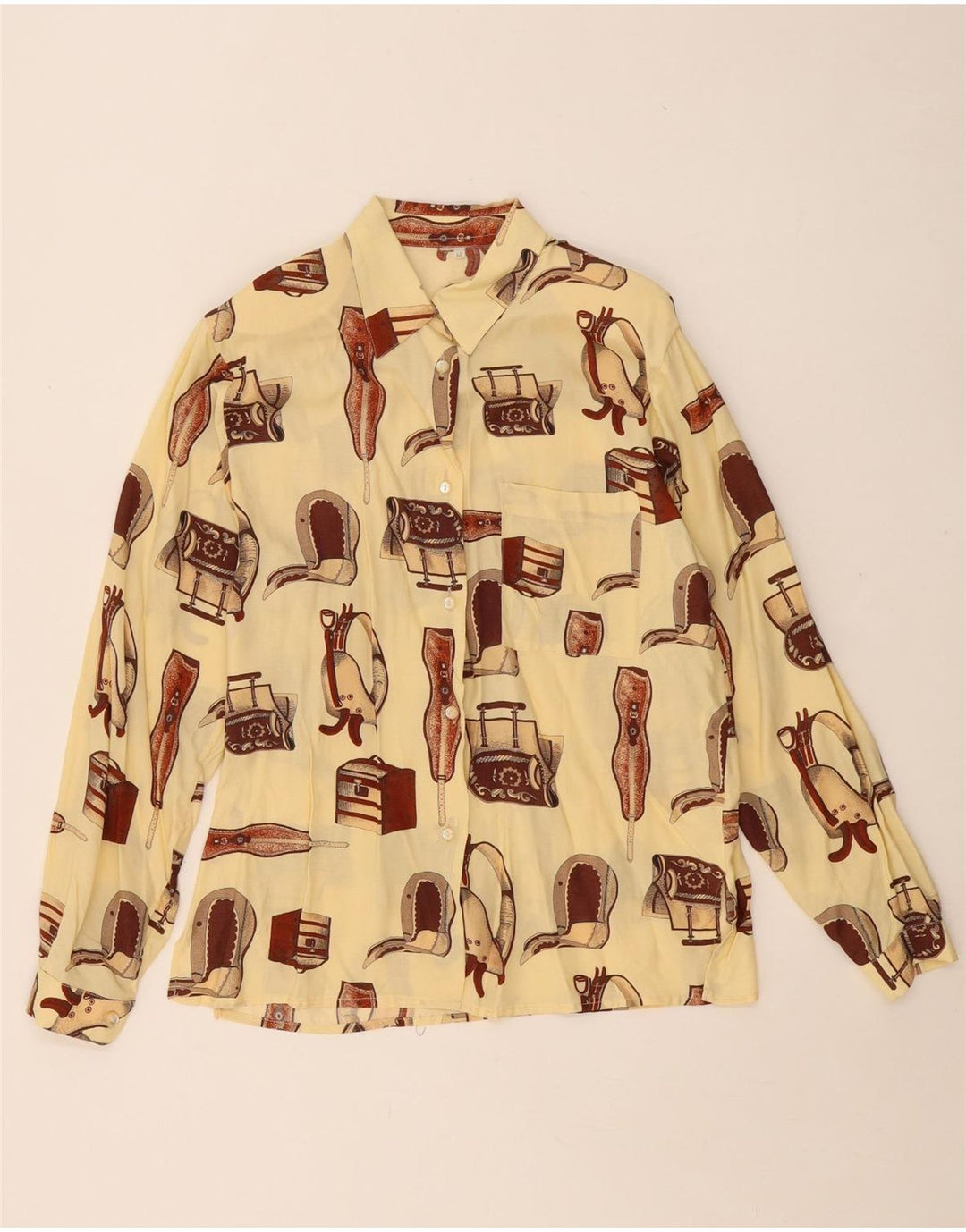 VINTAGE Chemisier surdimensionné pour femme UK 14 Medium Off White