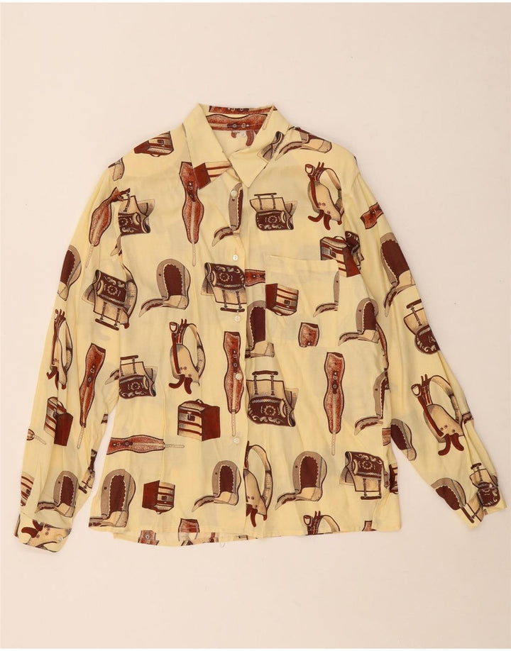 VINTAGE Chemisier surdimensionné pour femme UK 14 Medium Off White