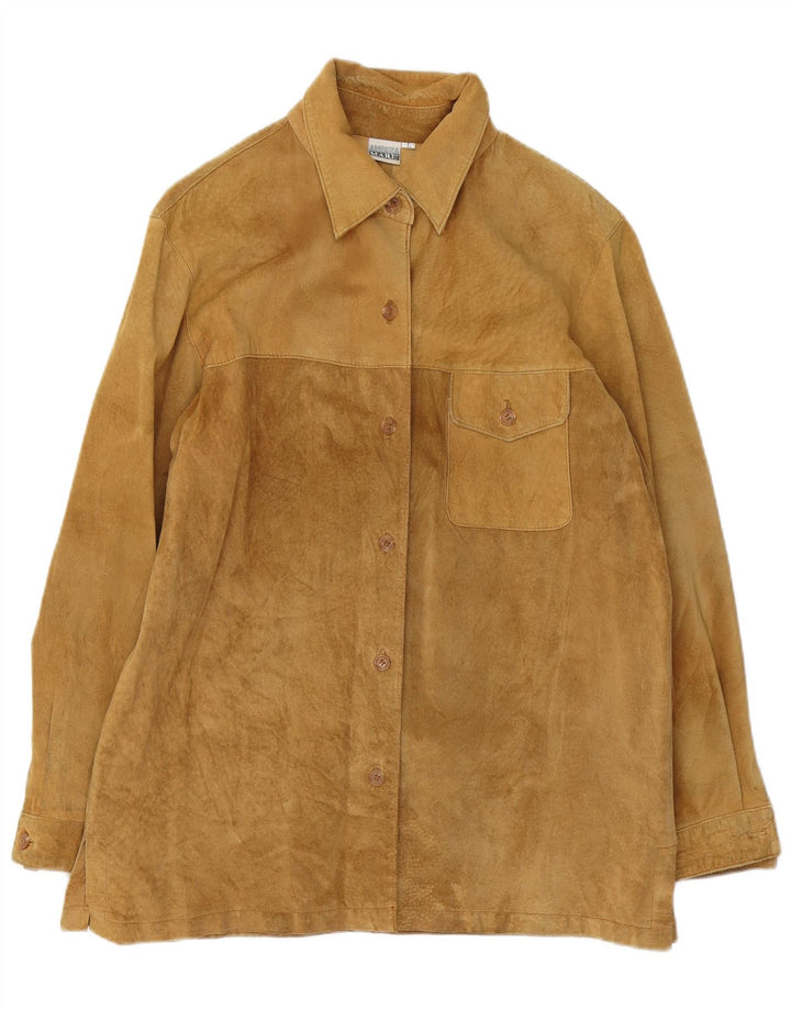 Andrea Mare Surchemise en daim pour femme UK 16 Grand cuir beige