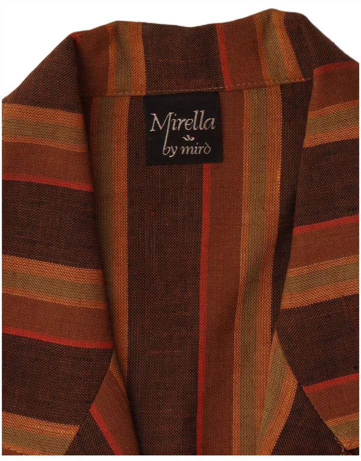 Mirella Veste Blazer 1 Bouton pour Femme UK 14 Marron Moyen Rayé