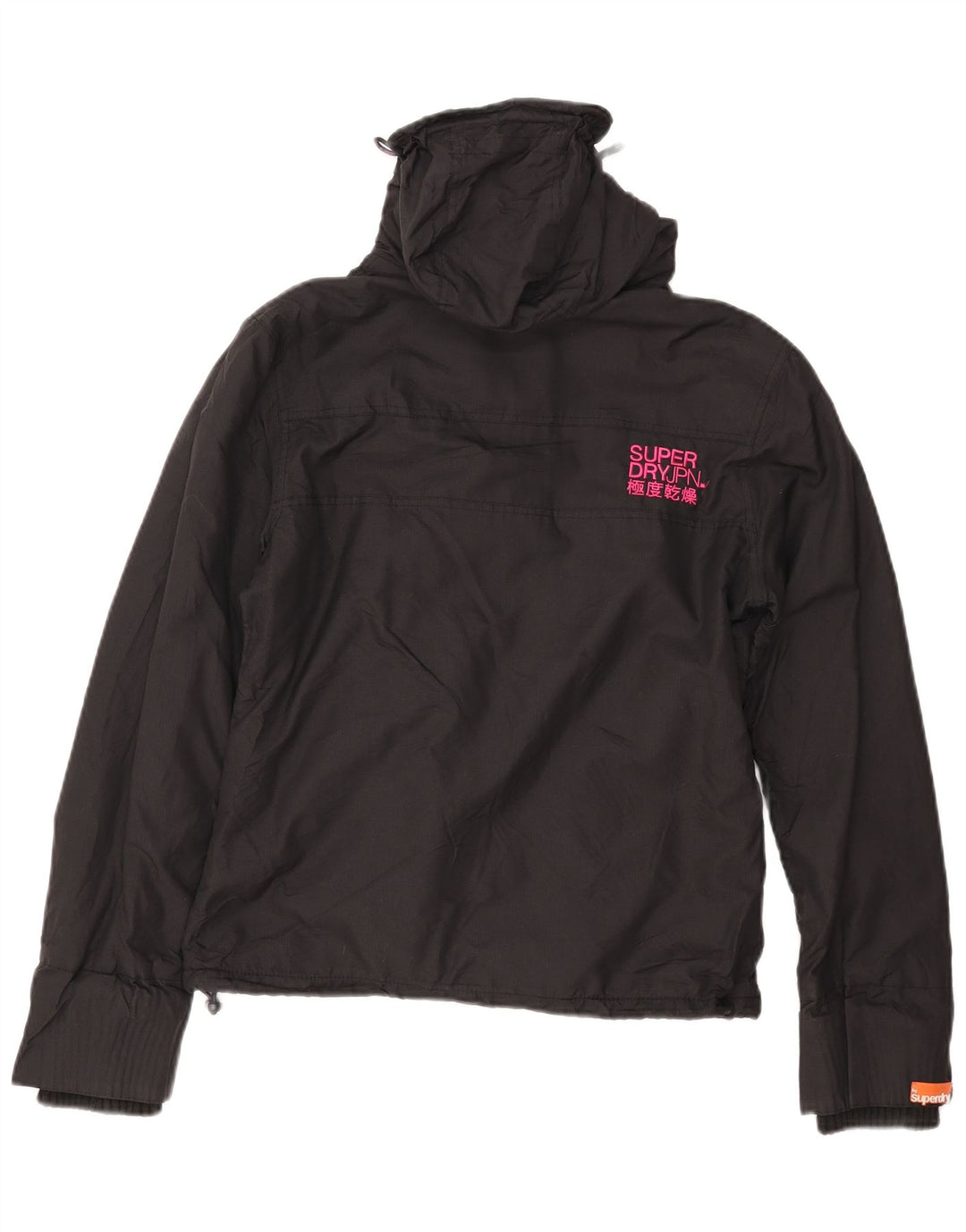 Superdry Veste coupe-vent à capuche pour femme UK 14 Medium Black Nylon