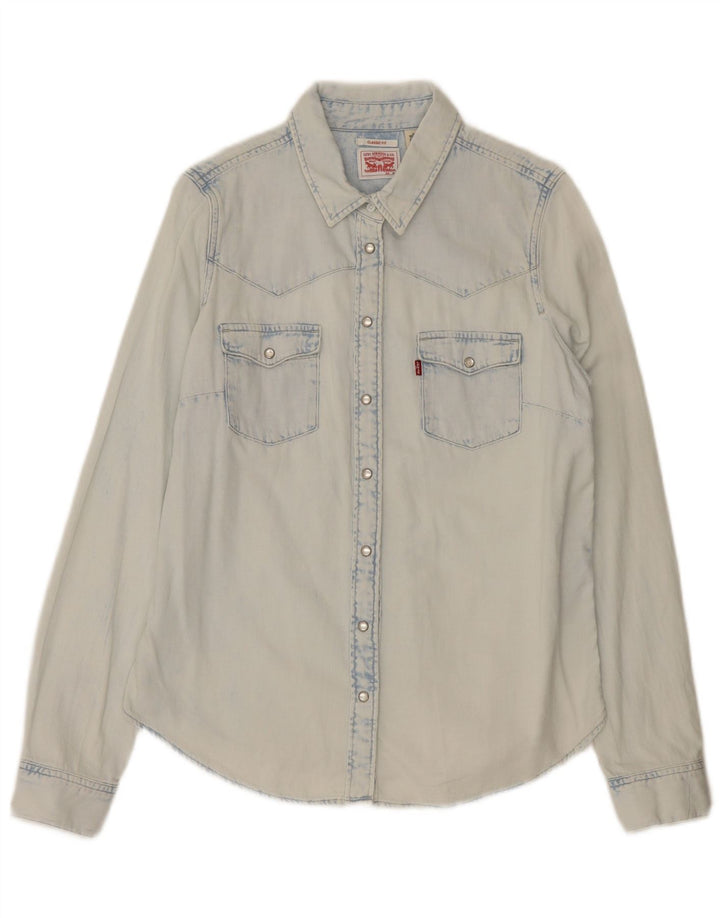 Levi's Chemise en Jean Coupe Classique Femme UK 14 Bleu Moyen Coton