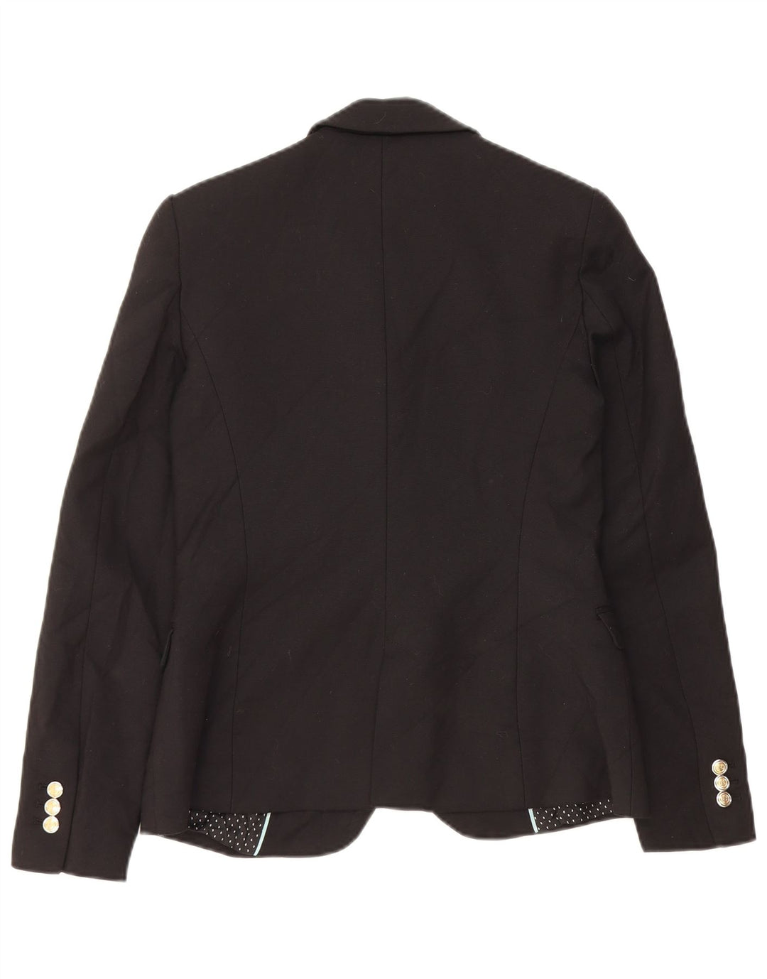 Zara Veste Blazer 1 Bouton Femme UK 10 Petit Coton Noir