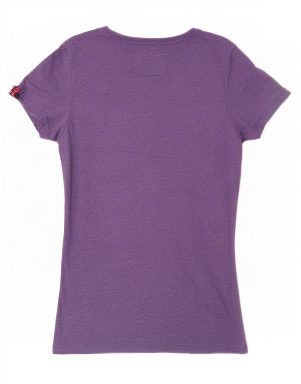 Superdry T-shirt graphique pour femme UK 6 XS Violet Polyester