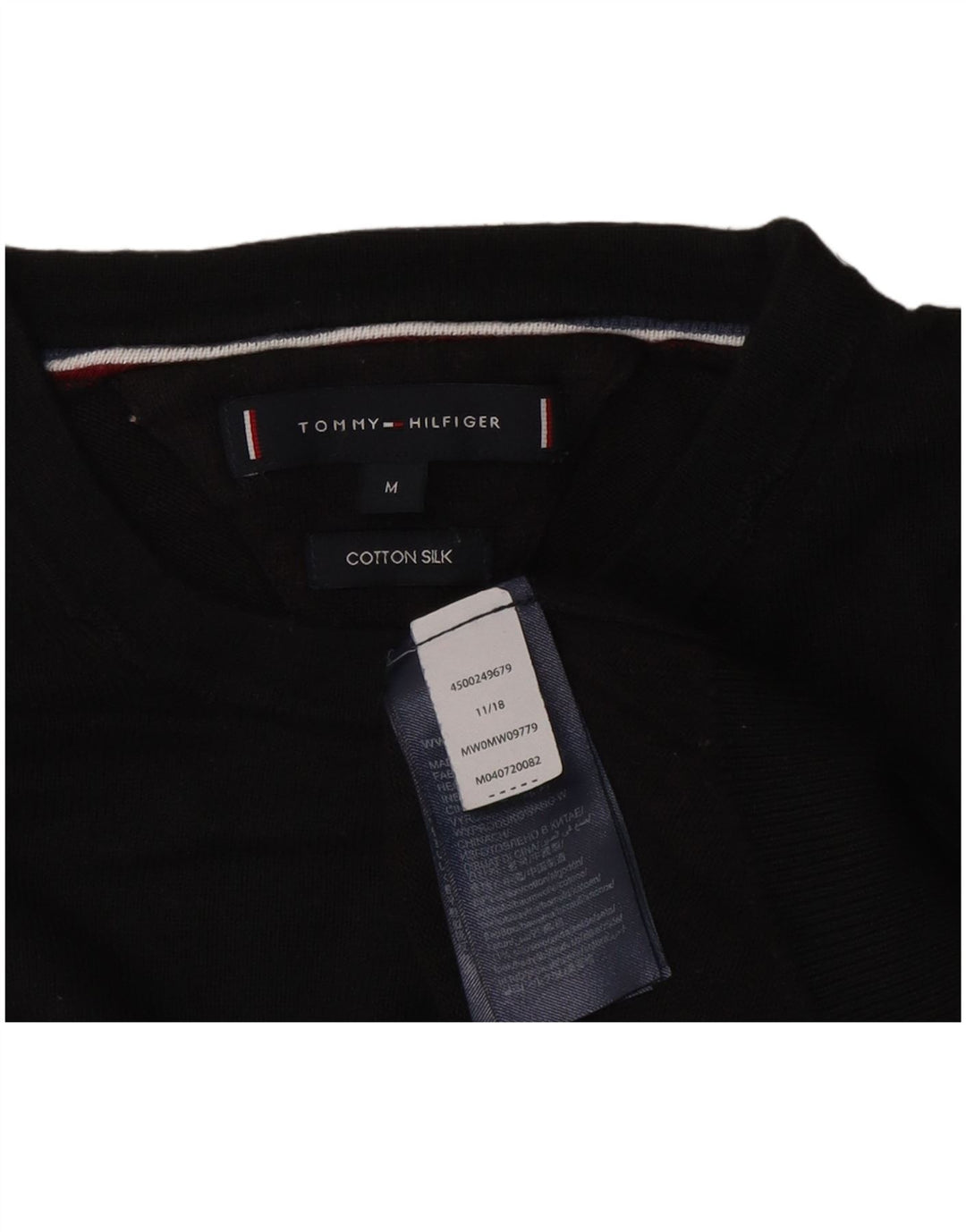Tommy Hilfiger Pull à col rond pour homme en coton noir moyen