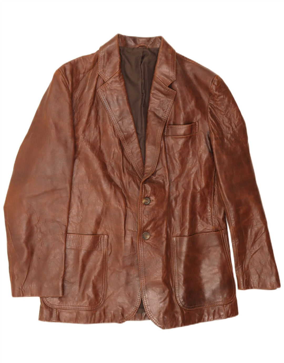 Veste blazer en cuir vintage pour homme à 2 boutons IT 44 XS Cuir marron