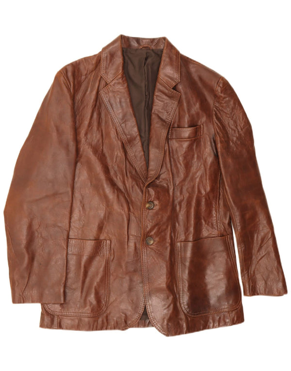 Veste blazer en cuir vintage pour homme à 2 boutons IT 44 XS Cuir marron