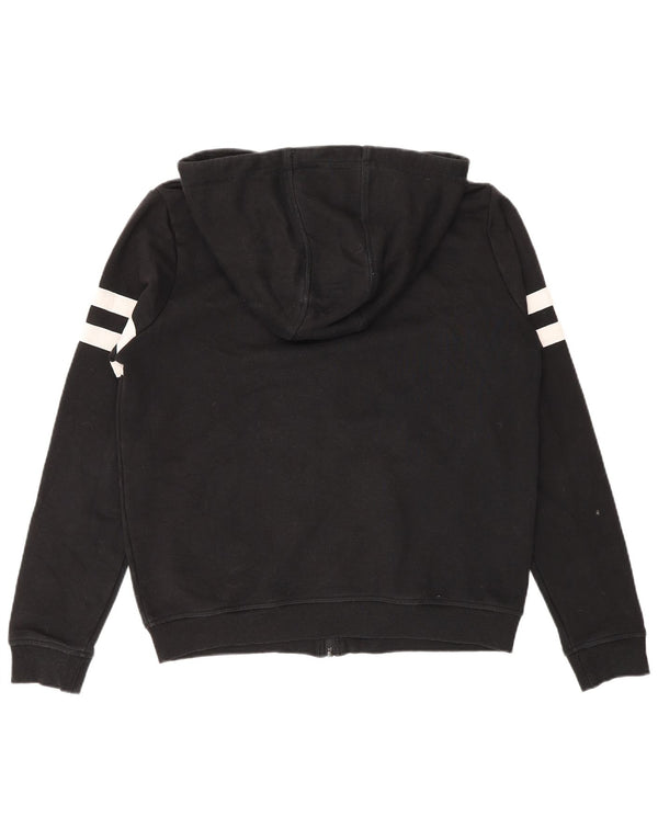 Ellesse Pull à capuche zippé surdimensionné pour femme UK 10 Petit noir rayé