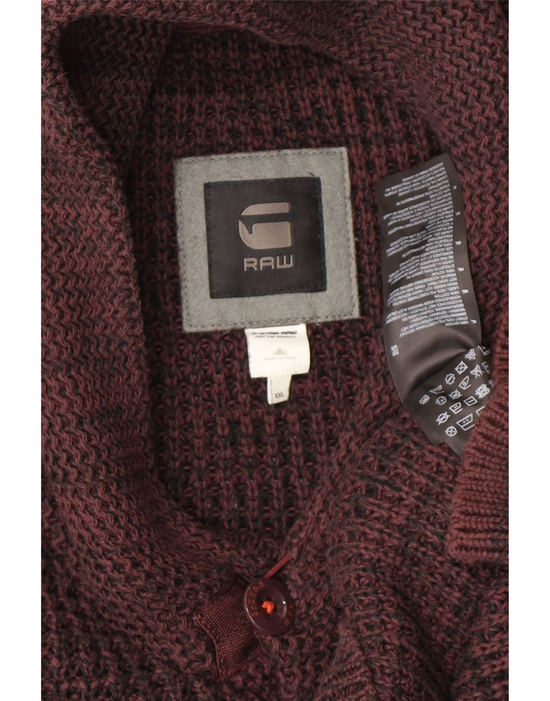 G-Star Pull à col châle pour homme 2XL en coton marron