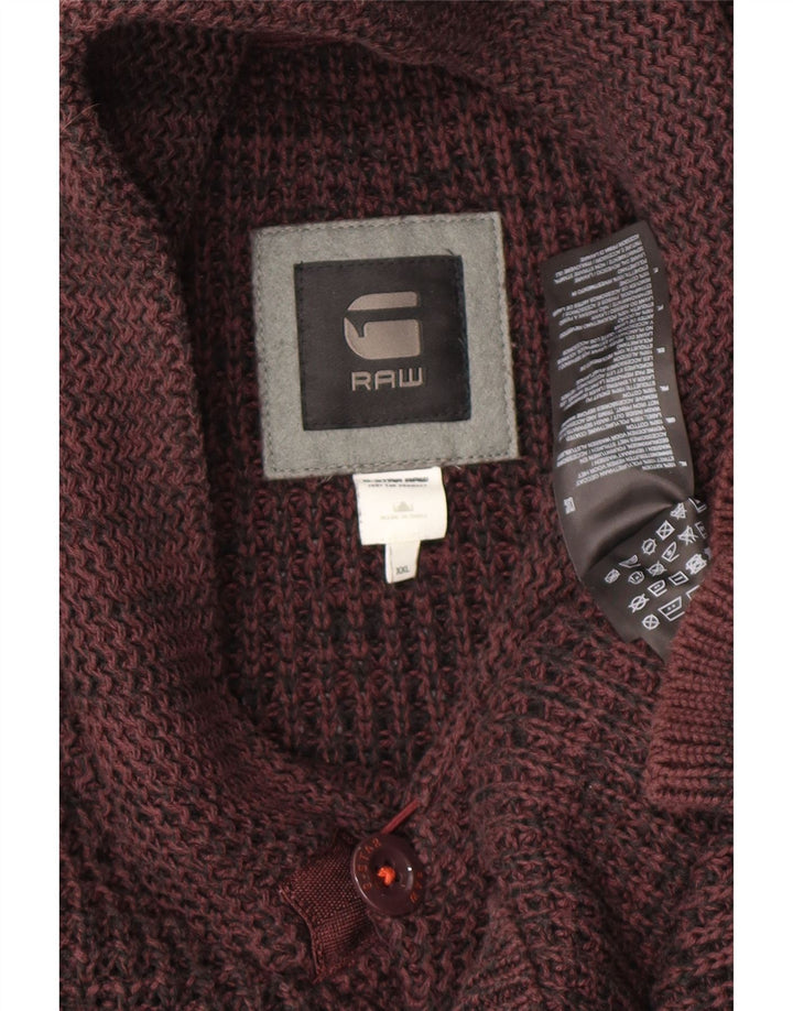 G-Star Pull à col châle pour homme 2XL en coton marron