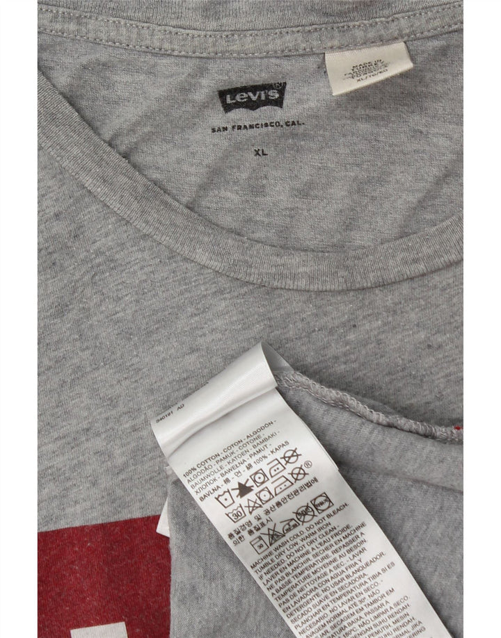 Levi's T-Shirt Graphique Top XL Homme Gris Moucheté Coton