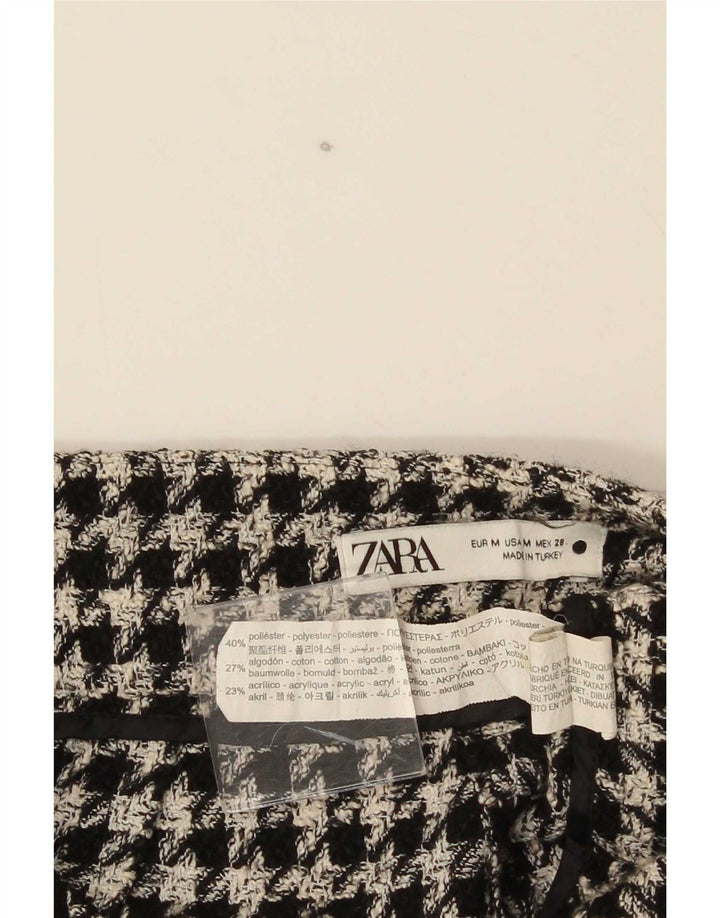 Zara Pantalon décontracté à jambe large pour femme Medium W28 L26 Gris pied-de-poule