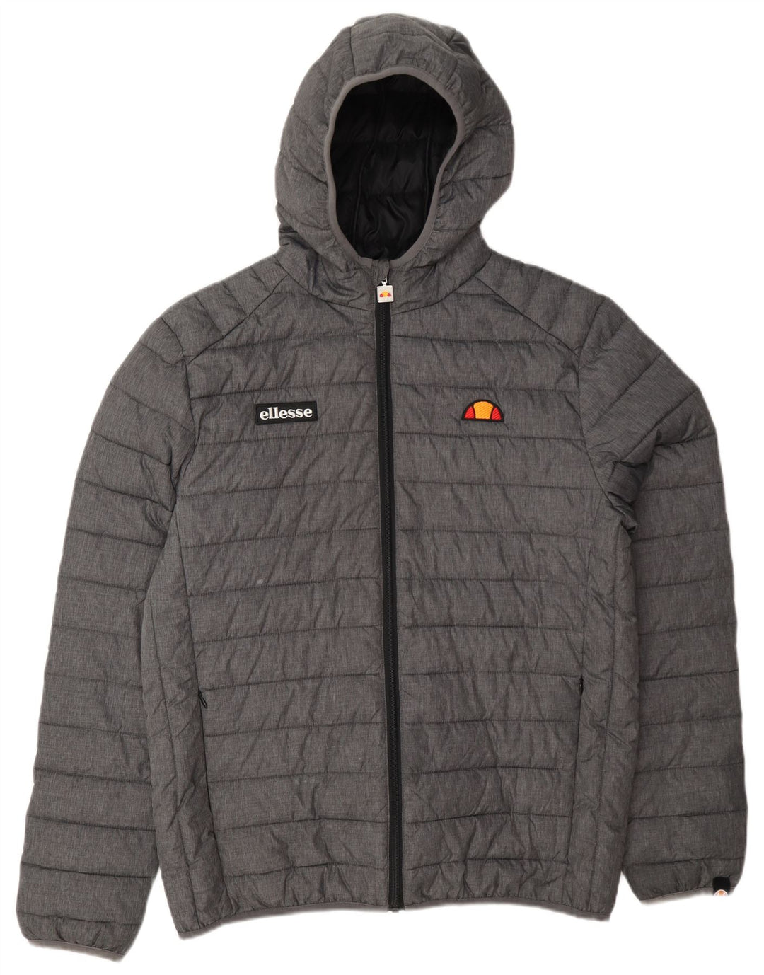 Ellesse Veste matelassée à capuche pour homme UK 40 Large Gris Polyamide