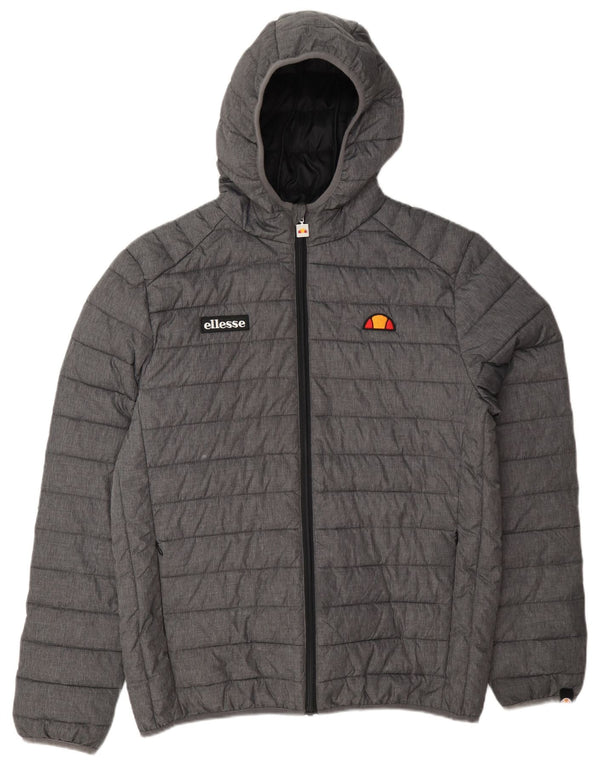 Ellesse Veste matelassée à capuche pour homme UK 40 Large Gris Polyamide