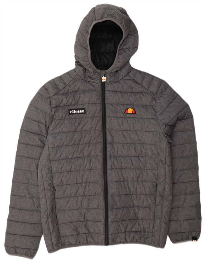 Ellesse Veste matelassée à capuche pour homme UK 40 Large Gris Polyamide