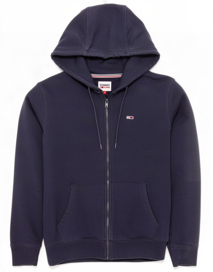Tommy Hilfiger Pull à capuche zippé pour homme en coton bleu marine moyen