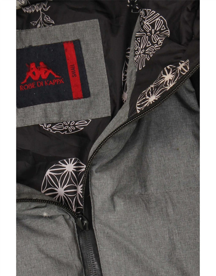 Kappa Manteau rembourré à capuche pour femme UK 10 Small Gris Colorblock