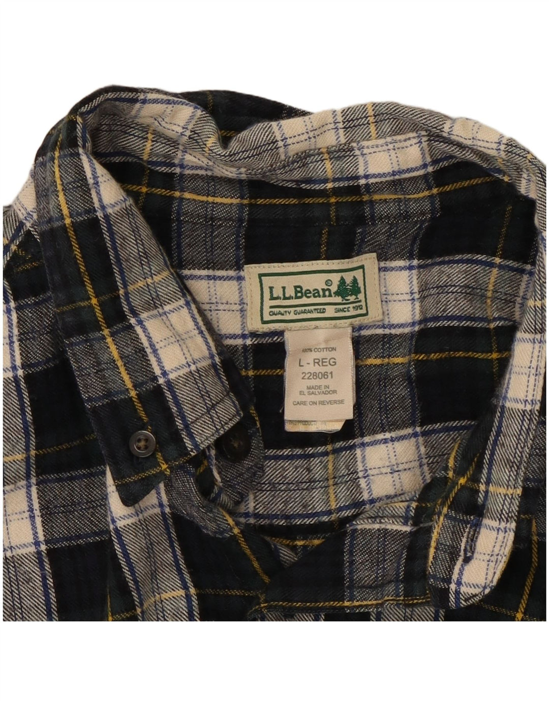 L.L.BEAN Chemise en Flanelle Homme Grand Carreaux Bleu Marine en Coton