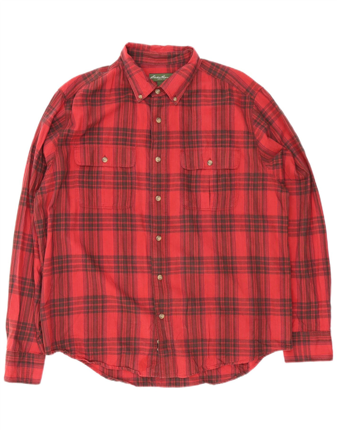 Eddie Bauer Chemise en flanelle pour homme XL en coton à carreaux rouge