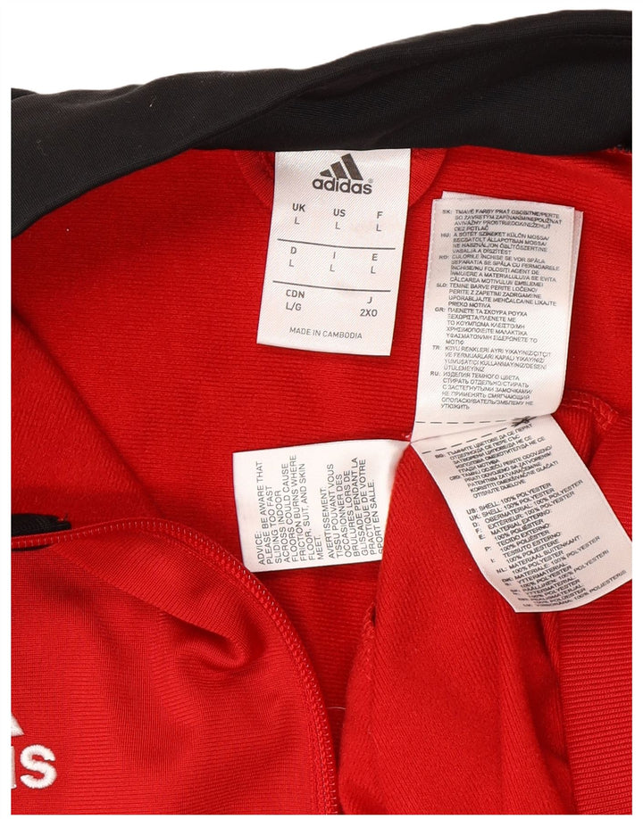 Adidas Veste de survêtement graphique pour homme Large Rouge Colorblock Polyester