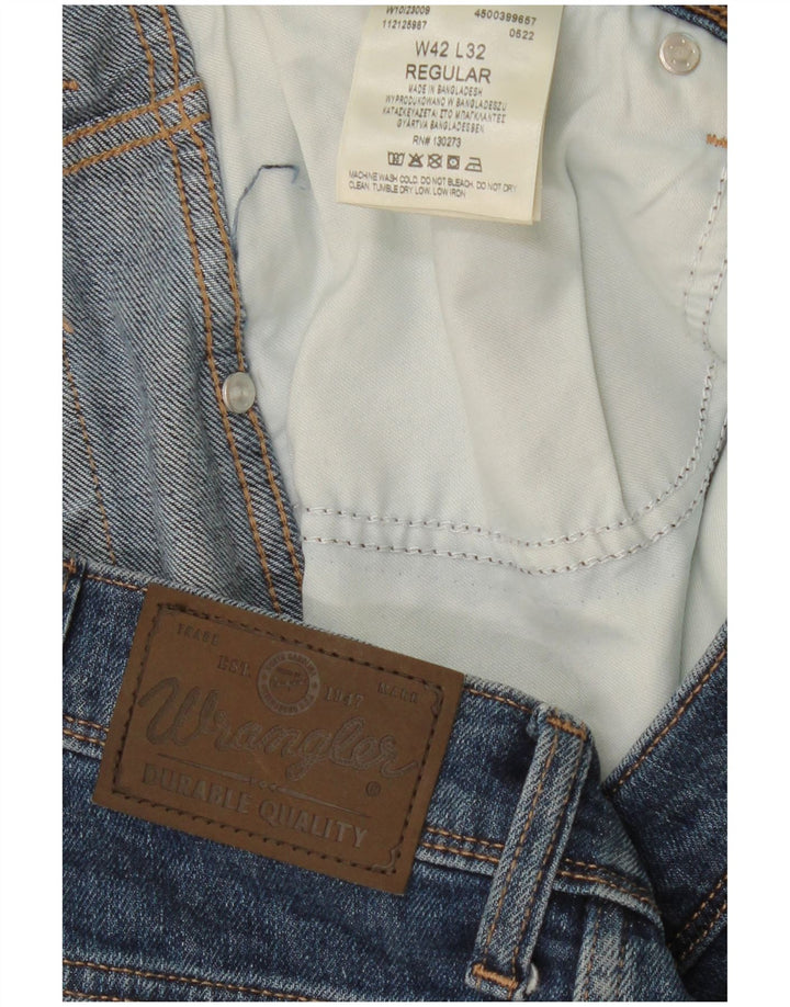 WRANGLER Jean droit court coupe régulière pour homme W42 L26 bleu coton